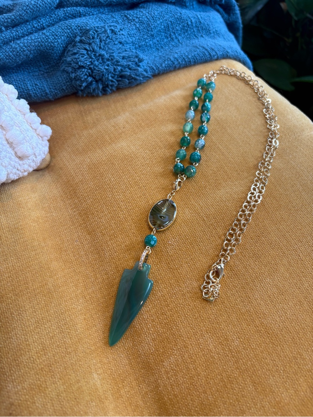 Park Lane Green Arrowhead Pendant Necklace - Gold Chain
